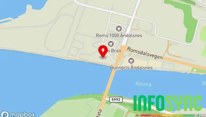 kart over A Skare Åndalsnes Elektriker, Installatør av ladestasjon for elektriske kjøretøy, Elektrisk installasjon, Varme- og kuldeentreprenør i Åndalsnes
