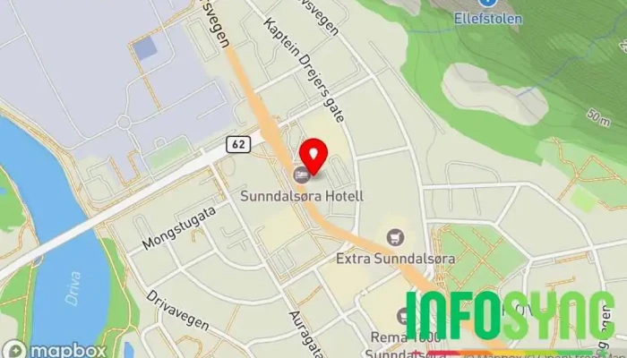 kart over Admento avd Sunndal Regnskapskontor, Bokføringstjeneste, Statsautorisert revisor i Sunndalsøra