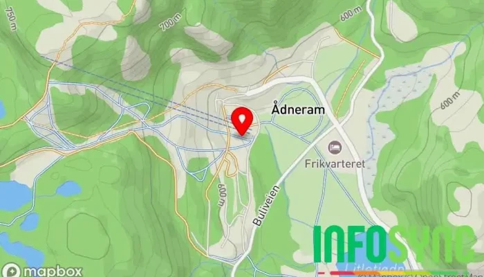 kart over Ådneram skitrekk AS Skisenter, Turistattraksjon i Tjørhom