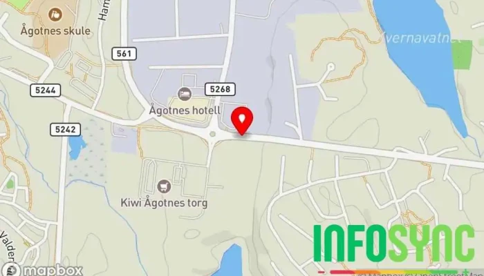 kart over Ågotnes senter Busstopp i Ågotnes