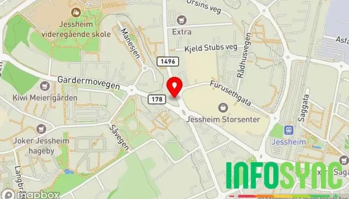 kart over Aktiv Eiendomsmegling Jessheim Eiendomsmegler i Jessheim