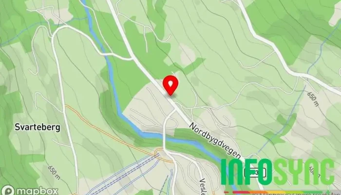 kart over Ål skisenter Bussholdeplass i Ål