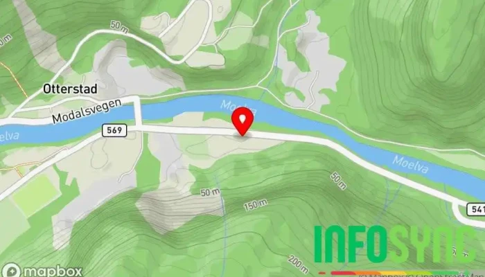 kart over Allserv as Elektronikkverksted, Hovedkontor i Modalen