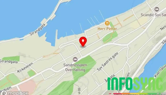 kart over Alstahaug tingrett Tinghus i Sandnessjøen