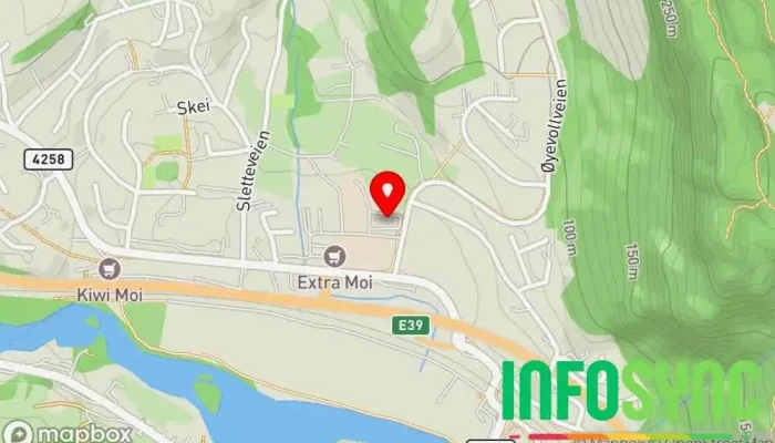 kart over AMS AS Programvareselskap, Bedriftsrådgivning, Bedriftstjenester, IT-konsulent, Matproduksjonsutstyr i Moi