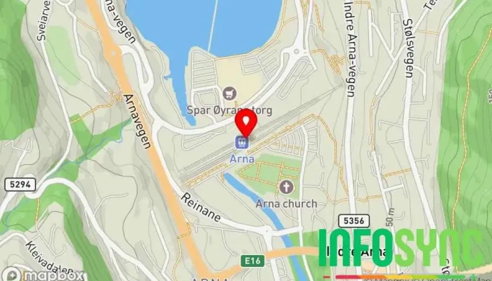 kart over Arna stasjon Jernbanetjenester i Indre Arna