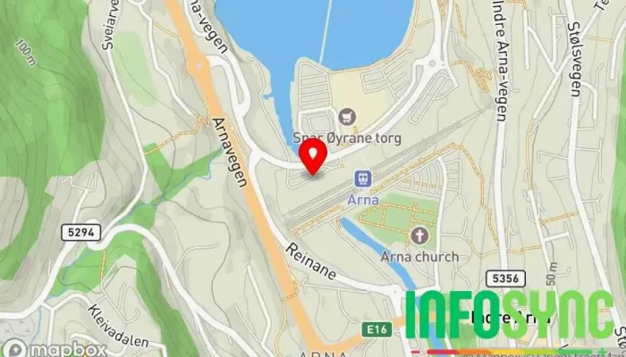 kart over Arna terminal Busstopp i Indre Arna