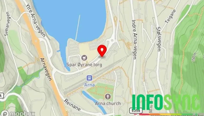 kart over Arna terminal Busstopp i Indre Arna