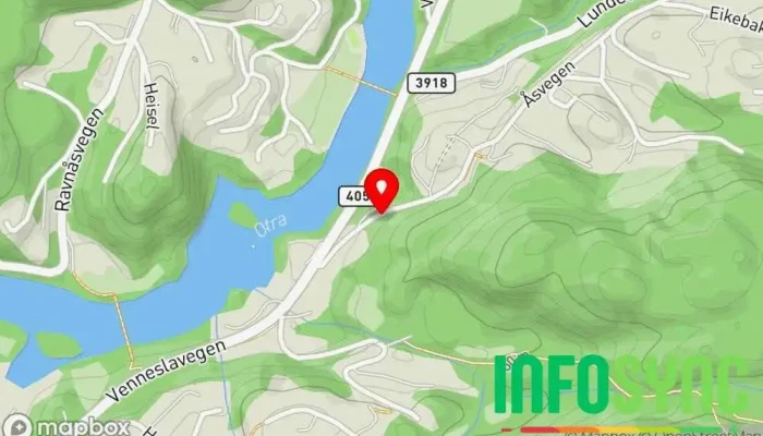 kart over Åsvegen 38, 4709 Vennesla Boligblokk i Vennesla
