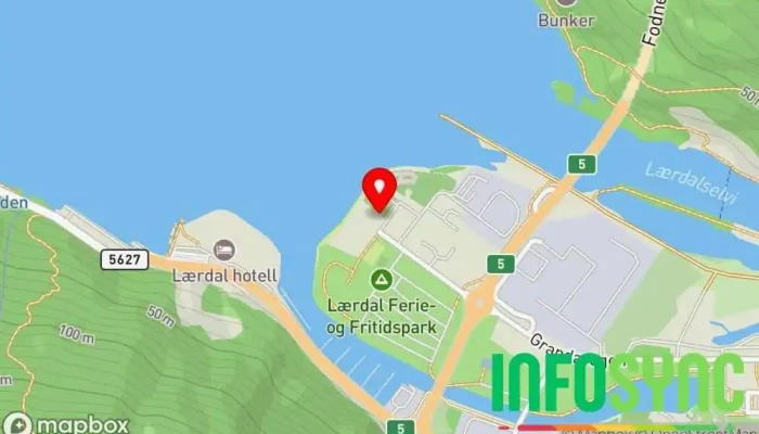 kart over AUGA Badstue i Lærdal