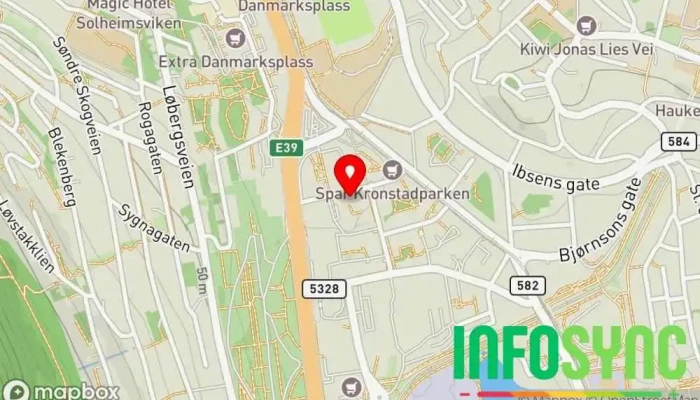 kart over Backe Bergen Bygg- og anleggsfirma, Eiendomsinvesteringsselskap i Bergen