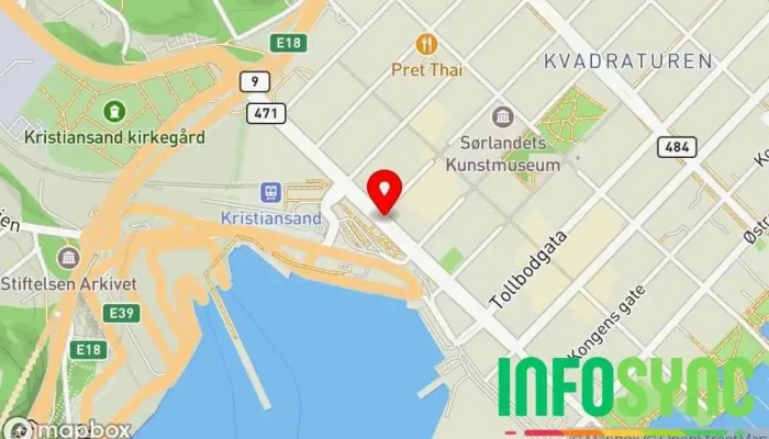 kart over Bane Nor Eiendomsforvaltningsselskap i Kristiansand