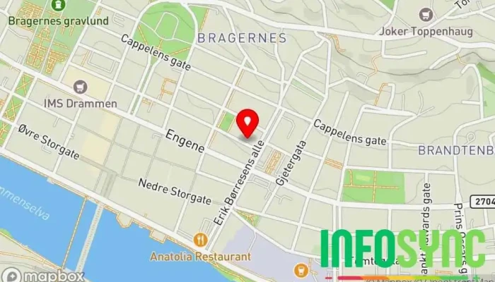 kart over Barne- og ungdomspsykiatrisk avdeling (BUPA) Barnepsykolog i Drammen