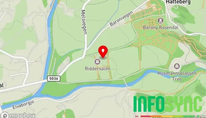 kart over Baroniet Rosendal Avlsgård & Fruehus Bed & Breakfast, Pensjonat, Hotell, Restaurant i Rosendal