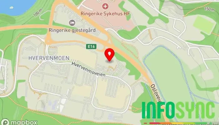 kart over Certificat AS Sertifiseringsbyrå, Rådgiver, Arkivlagring, Yrkesskole i Hønefoss