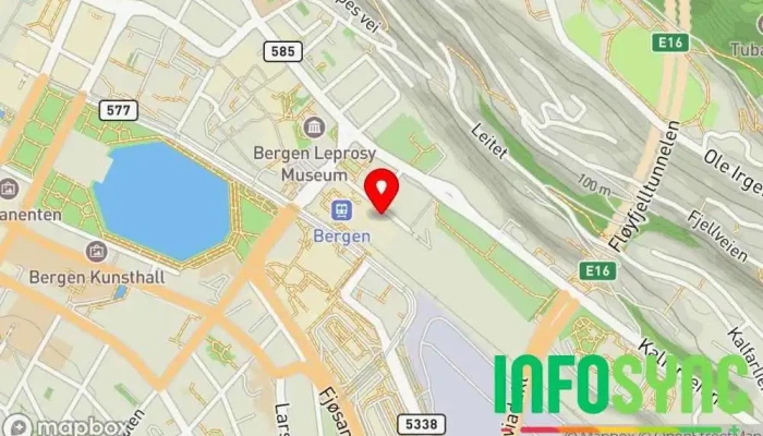 kart over Columbus Norway AS Programvareselskap i Bergen