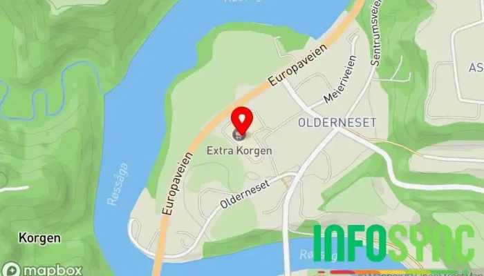 kart over Coop Byggmix Korgen Jernvarehandel i Korgen