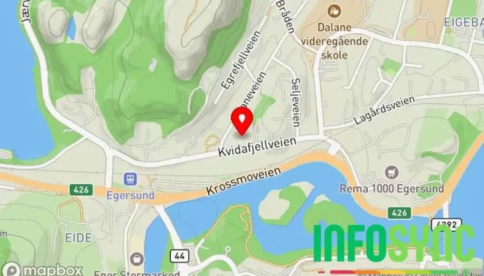 kart over Dalane Energi AS Hovedkontor i Egersund
