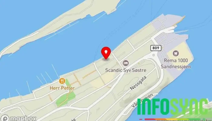 kart over De Syv Søstre 910-1072 meter over havet Elevated i Sandnessjøen