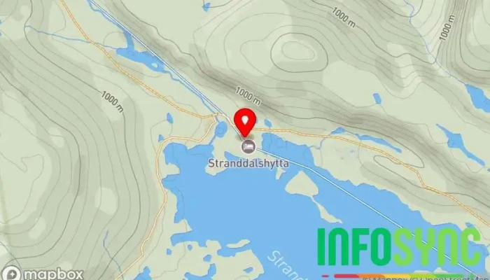 kart over DNT Stranddalen Fjellhytte i Suldalsosen