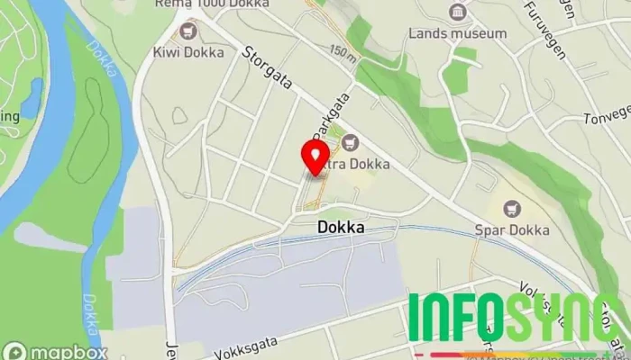kart over Dokka skysstasjon Bussholdeplass i Dokka