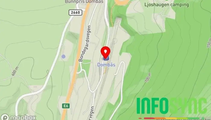 kart over Dombås Jernbanestasjon i Dombås