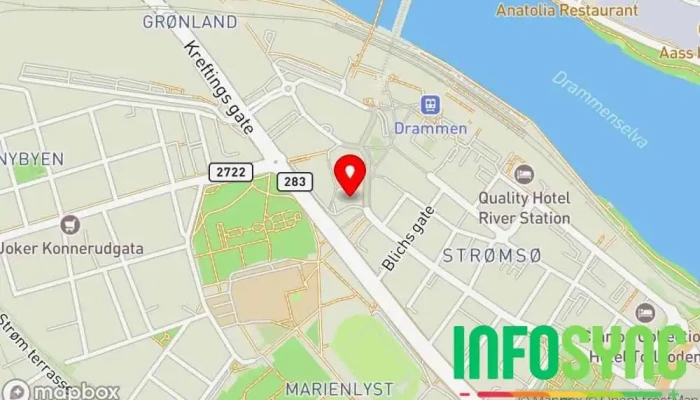 kart over Drammen Live24 AS Avisutgiver i Drammen