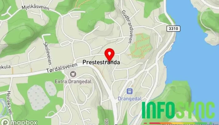 kart over Drangedal kommune Kommunalt administrasjonskontor, Rådhus i Prestestranda