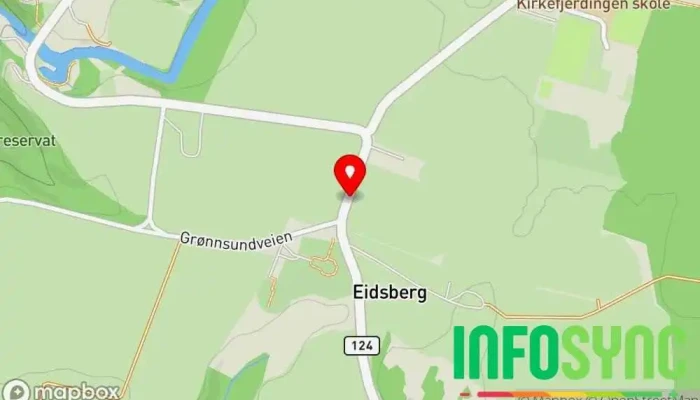 kart over Eidsberg kirke Bussholdeplass i Eidsberg