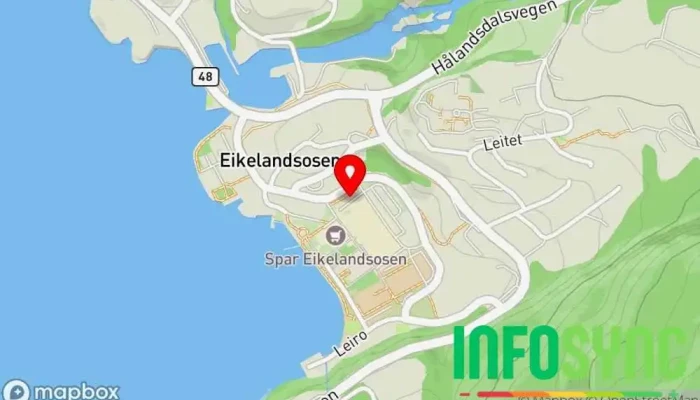 kart over Eikalandsosen Kommunalt kontor i Eikelandsosen