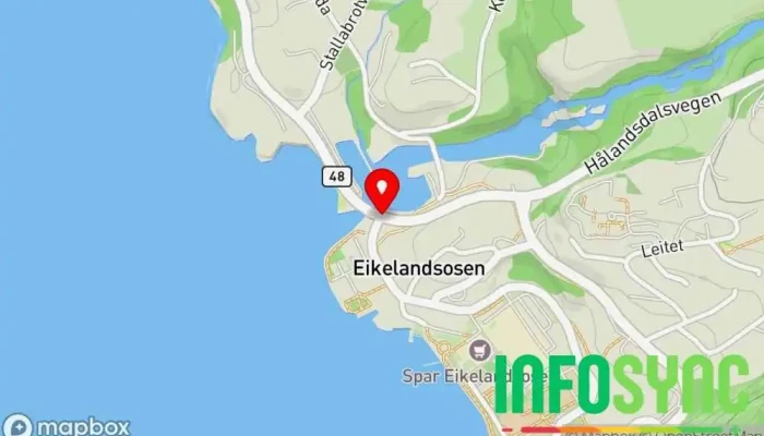 kart over Eikelandsosen  i Eikelandsosen