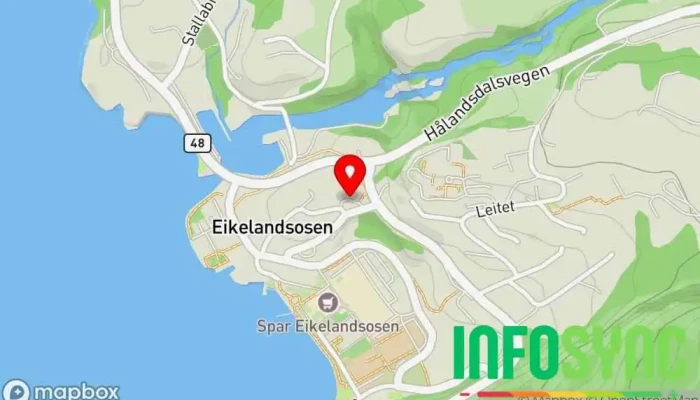kart over Eikelandsosen Terminal Taxiholdeplass i Eikelandsosen