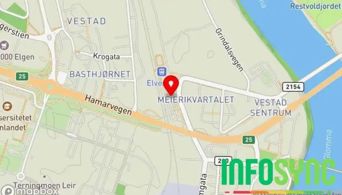 kart over Elverum skysstasjon Busstopp i Elverum
