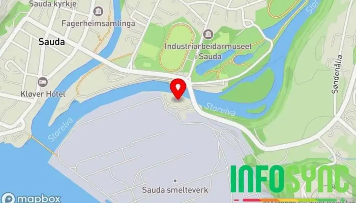 kart over Eramet Norway Sauda AS Industri i Sauda