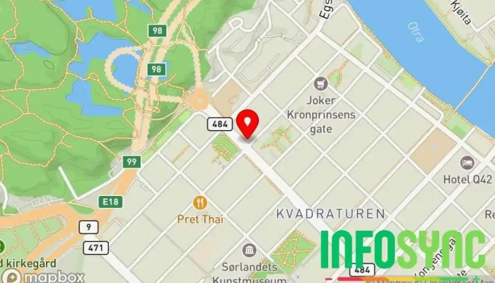 kart over Escape Room Kristiansand AS «Escape room»-senter, Underholder, Spillehall i Kristiansand