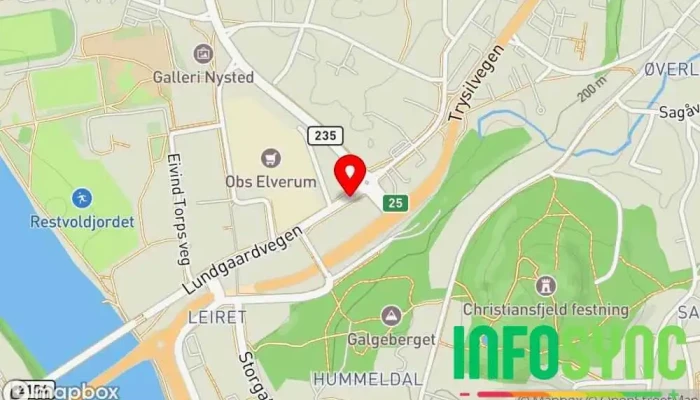 kart over ESS | Elverum Sikkerhet & Service Bygg- og anleggsfirma, Brannalarmleverandør, Leverandør av brannvernsystemer, Varme- og kuldeentreprenør, Leverandør av sikkerhetssystemer i Elverum