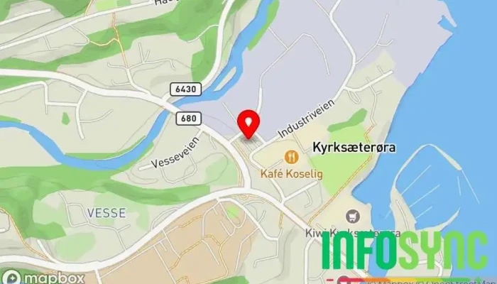kart over Eviny-ladestasjon Ladestasjon for elektriske biler i Kyrksæterøra