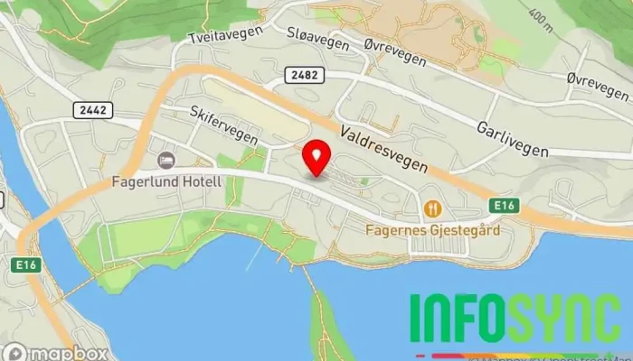 kart over Fagernes skysstasjon AS Bussbillettbyrå i Fagernes