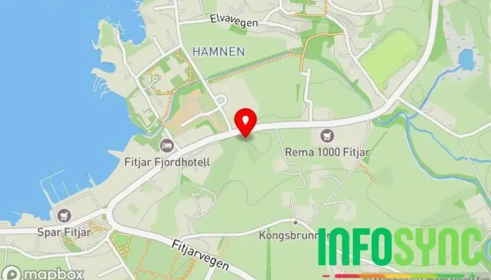 kart over Fitjar brann- og redning Brannstasjon i Fitjar