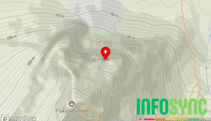 kart over Flakstadtind Utsiktspunkt i Ramberg