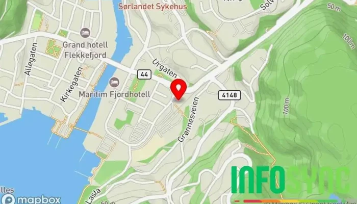 kart over Flekkefjord Vaktselskap Vektertjeneste i Flekkefjord