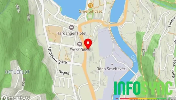 kart over Frekhaug Regnskap Avd. Odda Regnskapskontor i Odda