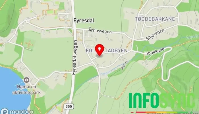 kart over Fyresdal Bed & Breakfast AS Pensjonat, Bed & Breakfast i Fyresdal