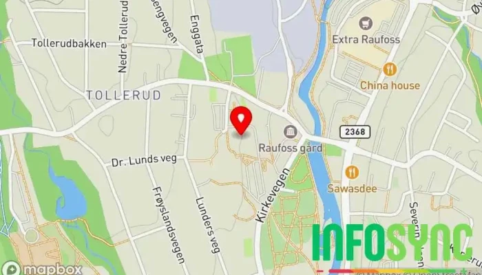 kart over Fyrverkeriet bibliotek Offentlig bibliotek i Raufoss