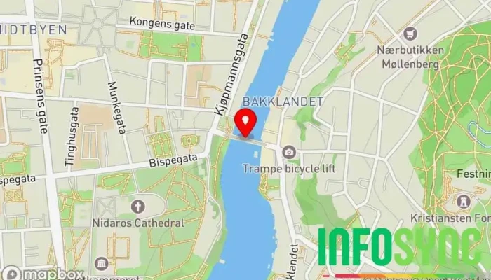 kart over Gamle bybro Bro, Turistattraksjon i Trondheim