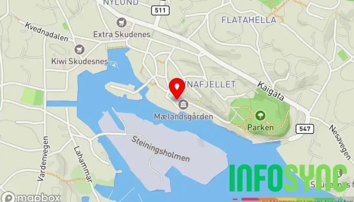 kart over Gamle Skudeneshavn Museum i Skudeneshavn