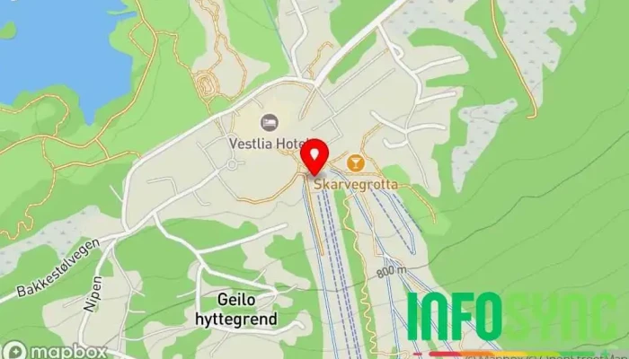 kart over Geilo Zipline Arrangør av utendørsaktiviteter i Geilo