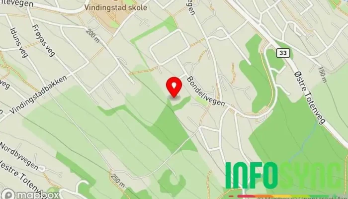 kart over Gjøvik Sikkerhetsservice Wang og Markengbakken ANS Vektertjeneste i Gjøvik