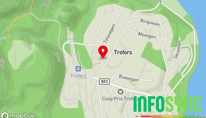 kart over Grane kommune Rådhus i Trofors