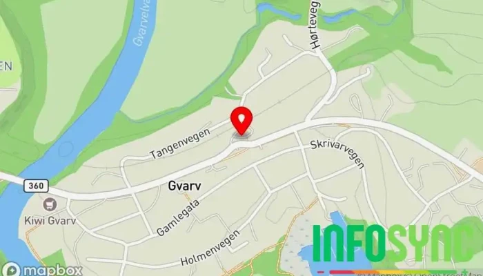 kart over Gvarv stasjon Bussholdeplass i Gvarv